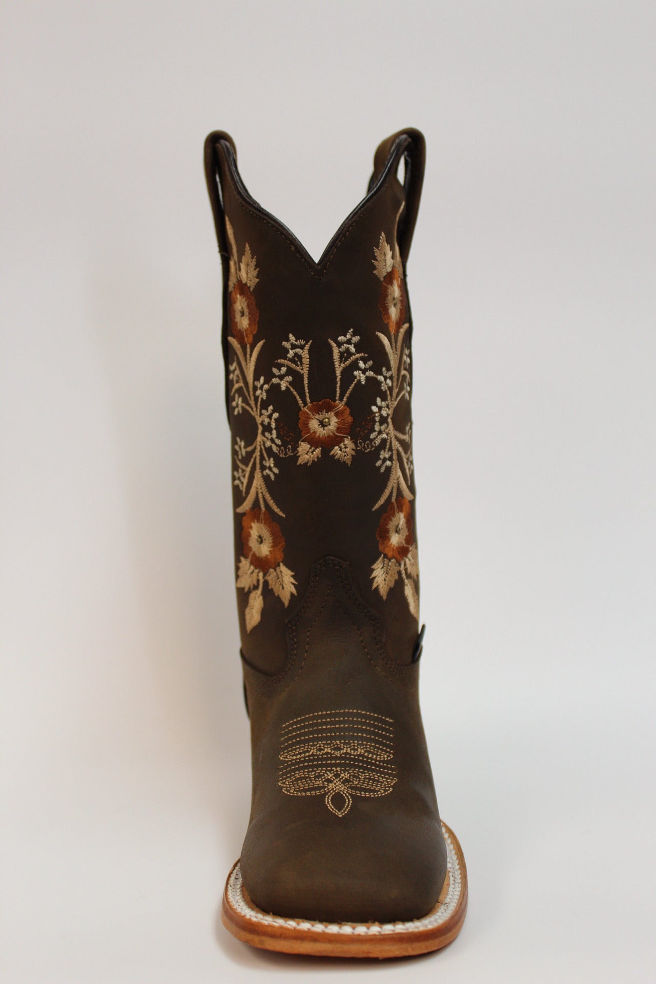 Cuatrero Boots Women's Texas Brown Flowers Choco