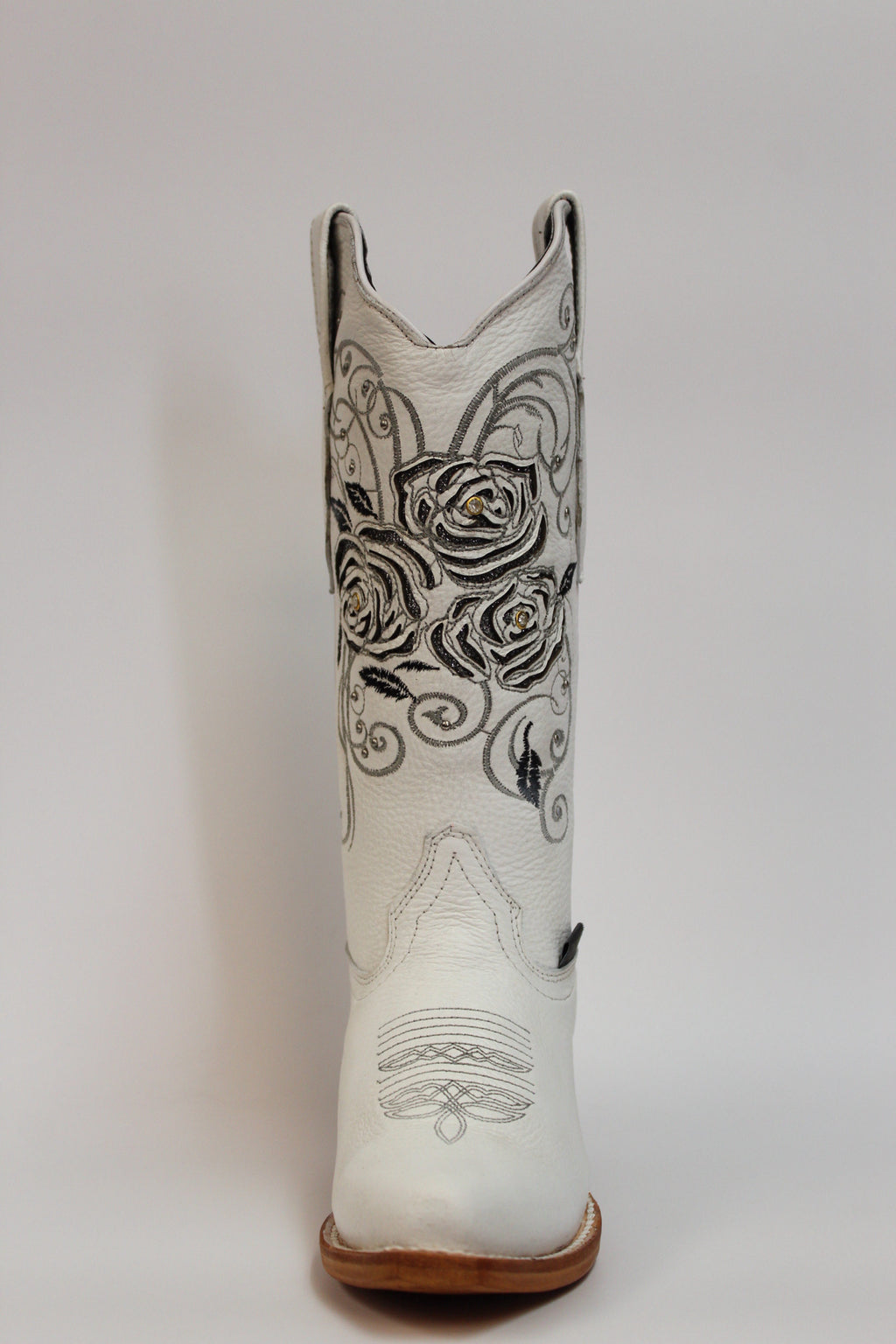 Cuatrero Boots Women's Cowgirl Lazer Roses White