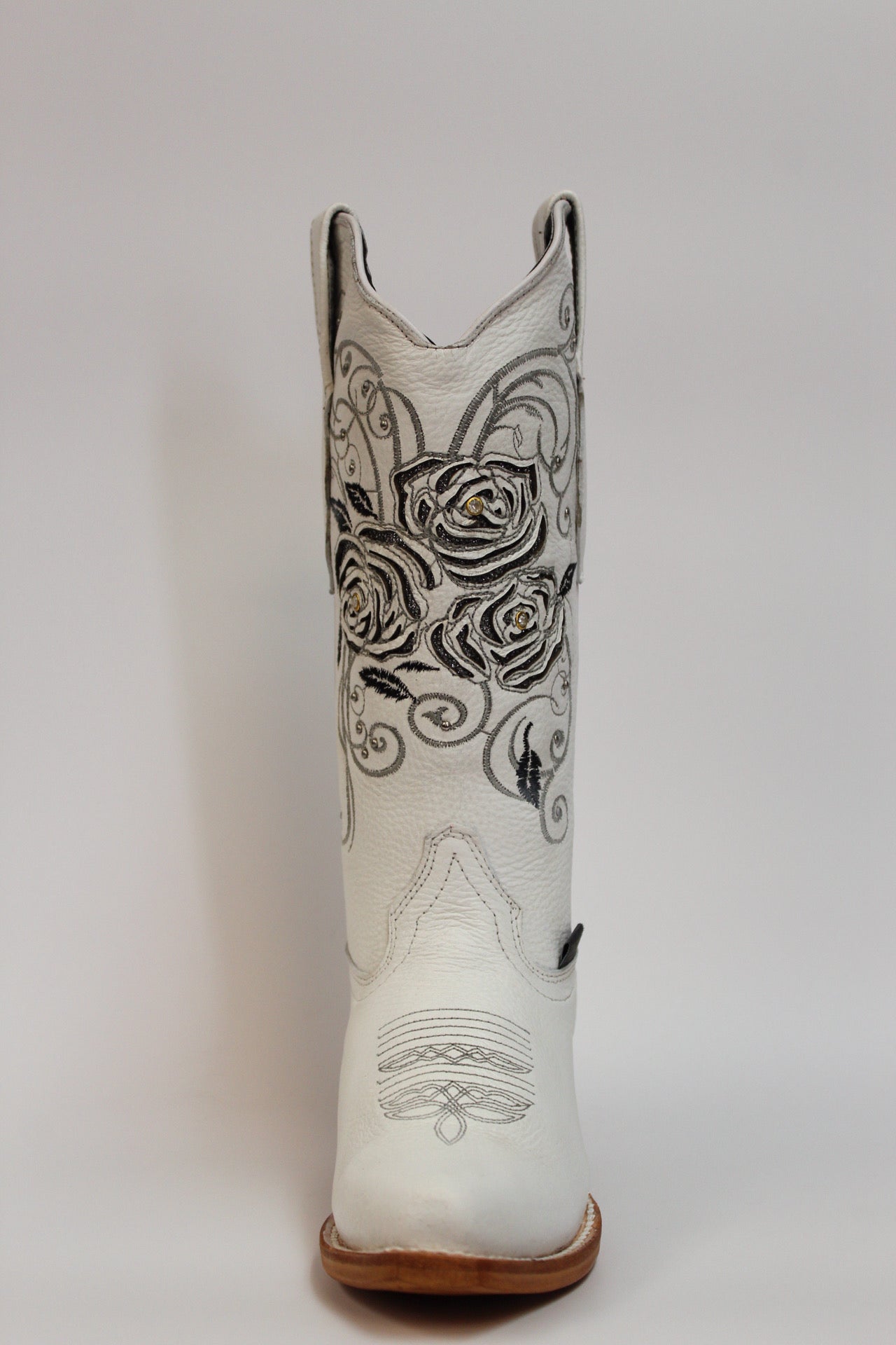Cuatrero Boots Women's Cowgirl Lazer Roses White