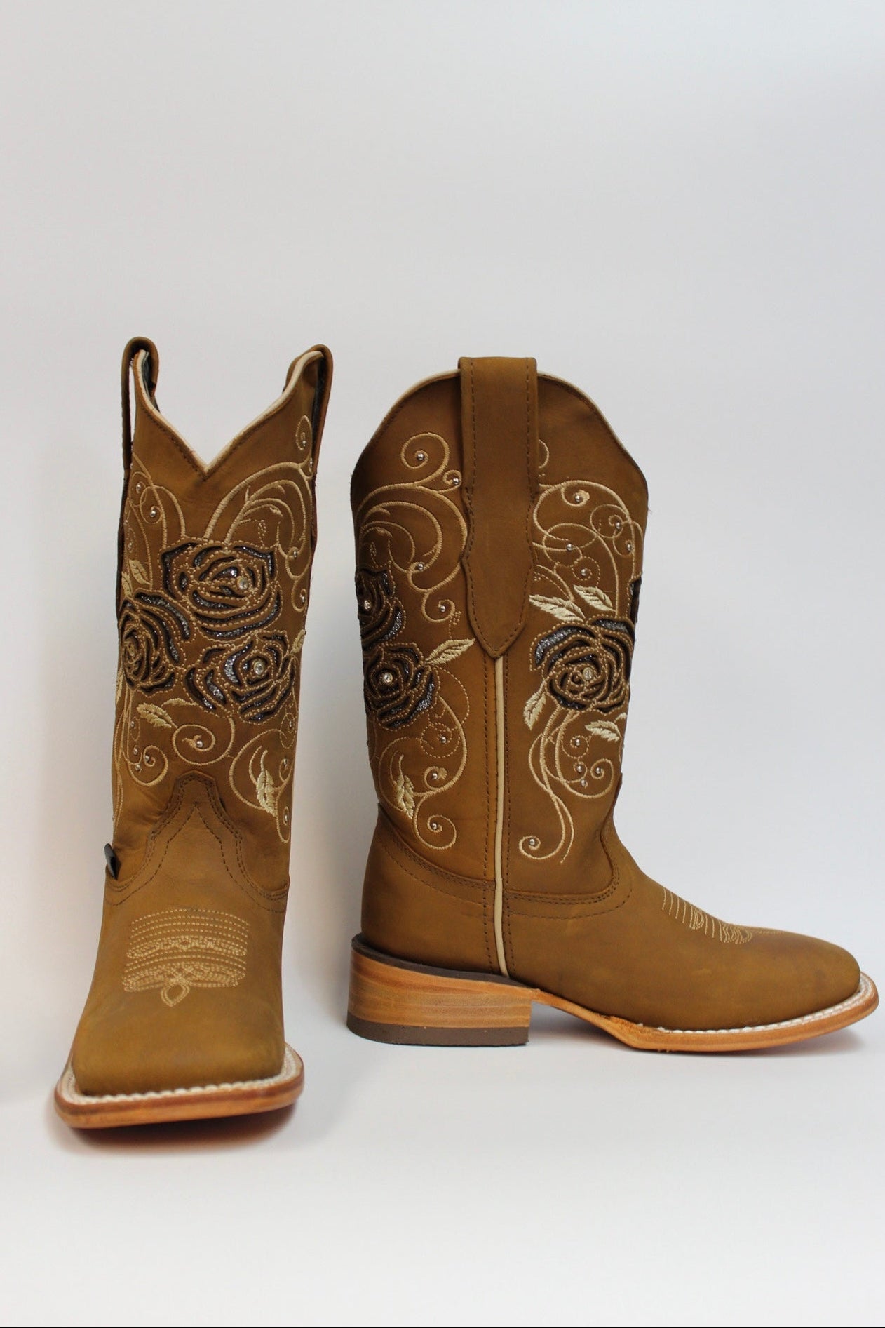 Cuatrero Boots Women's Texas Lazer Roses Copper