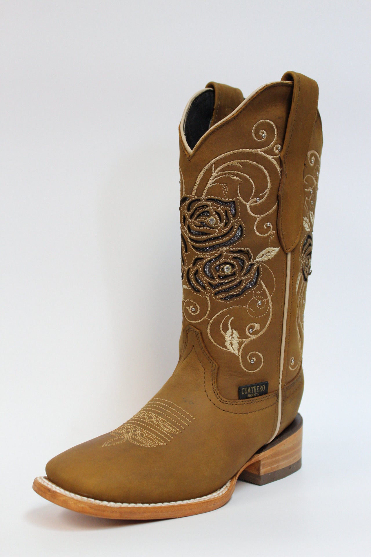 Cuatrero Boots Women's Texas Lazer Roses Copper