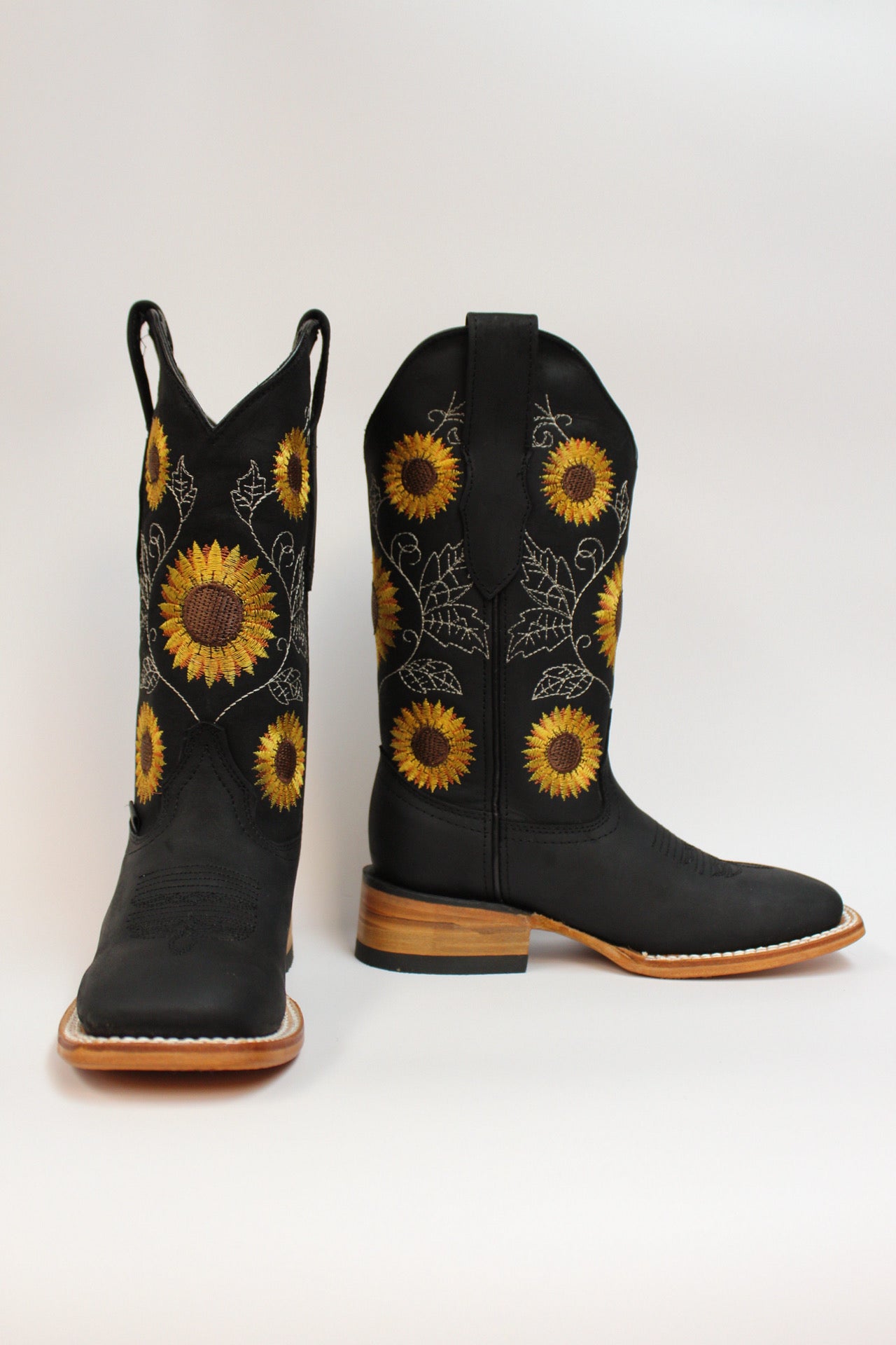 Cuatrero Boots Women's Texas Sunflowers Black